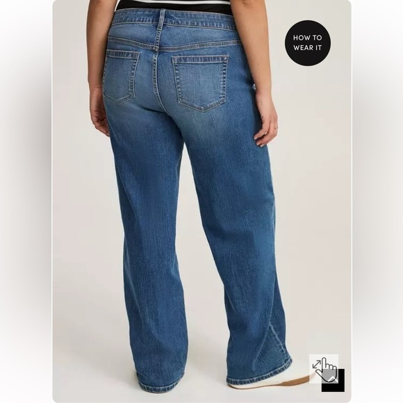 NWT Torrid Perfect Wide-Leg Mid-Rise Jeans Medium Wash 22 Tall - Picture 3 of 9